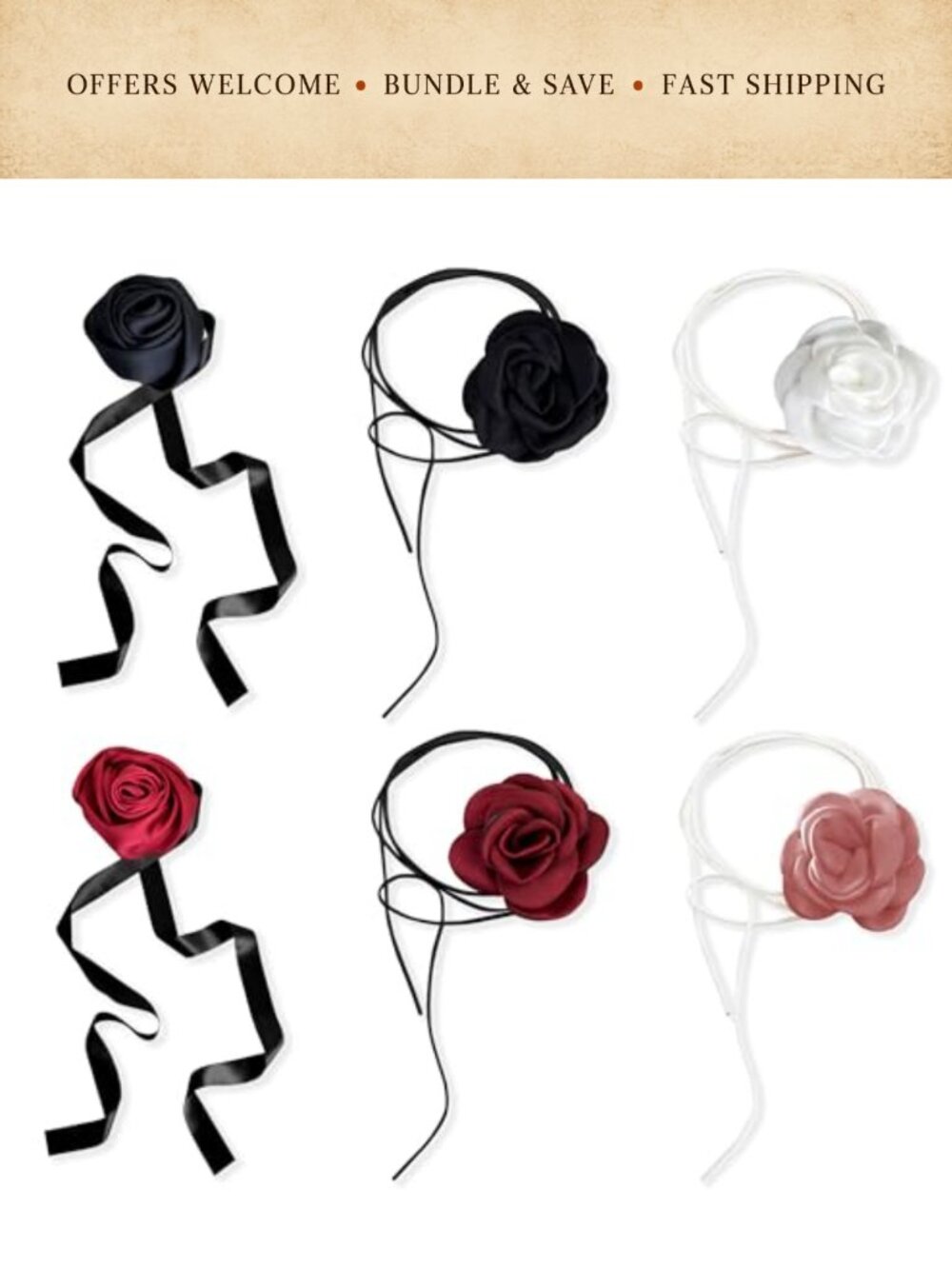 Velvet Rose Flower Choker Necklace Set Adjustable Women Party
